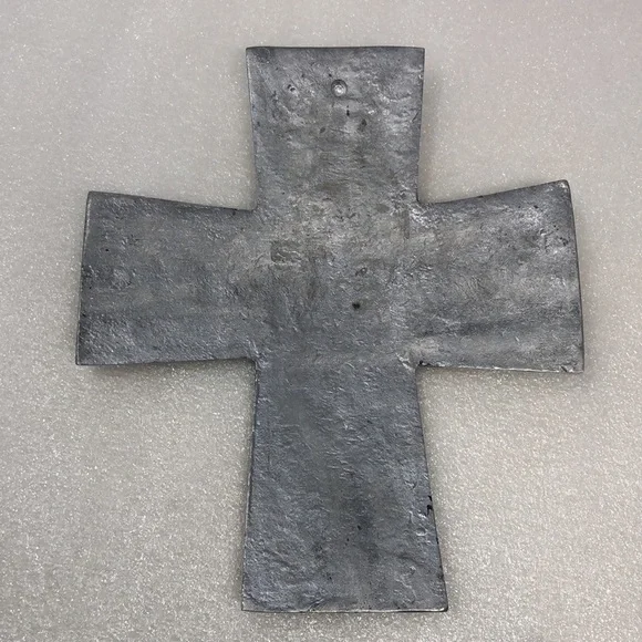 Vintage Pewter Cross Silver Tone Religious Decor - Picture 2 of 12